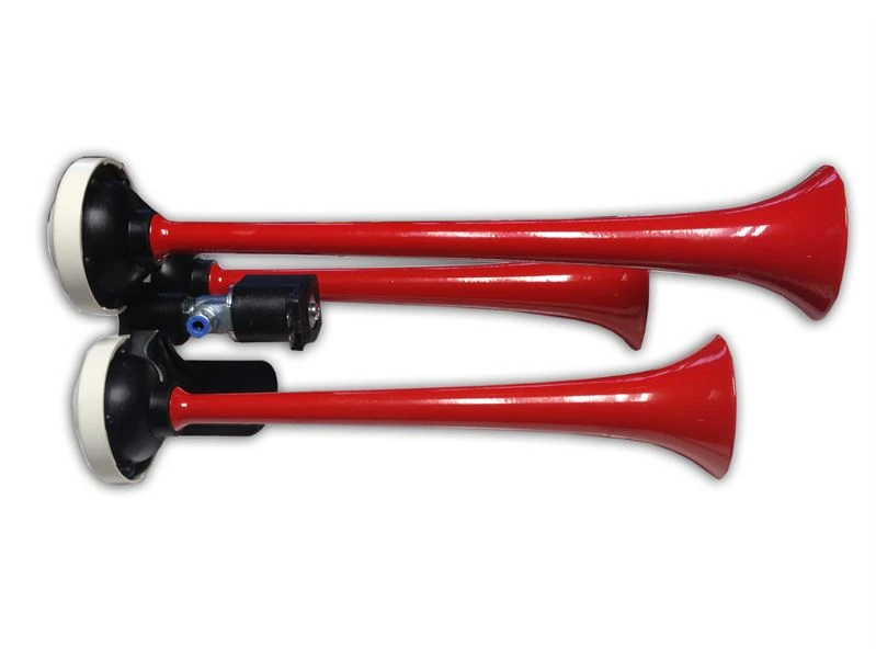 Unıversal Havalı Korna Kirmizi 3 Borulu Metal Düz 12v - Hido 570b