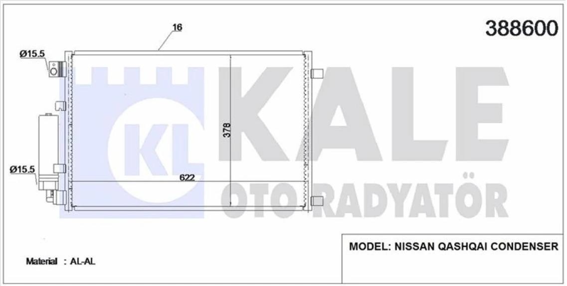 Nissan Klima Radyatoru Nissan Qashqaı 2007 2013 (622×378×16) - Kale 388600