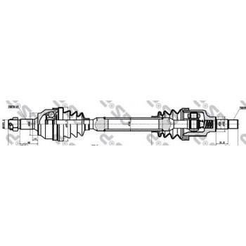 AKS SOL KOMPLE P206 (DIS FREZE: 25, IC FREZE: 22, BOY:601MM, CONTA CAPI: 60MM)TU5JP4 (1,6 16V) ABS"S - GSP 245138