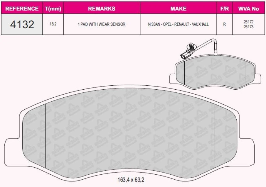 Renault Arka Fren Balatası Master III Movano B 2,3cdti 05 / 10> (cift Teker) Karsan Jest - Beser 4132