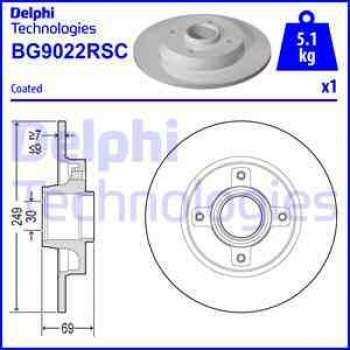 FREN DISKI ARKA 207 06> 208 12> 307 00> 2008 13> / C3 II 09> C3 PICASSO 09> C4 CACTUS 14> DS3 10> PO - DELPHI BG9022RSC