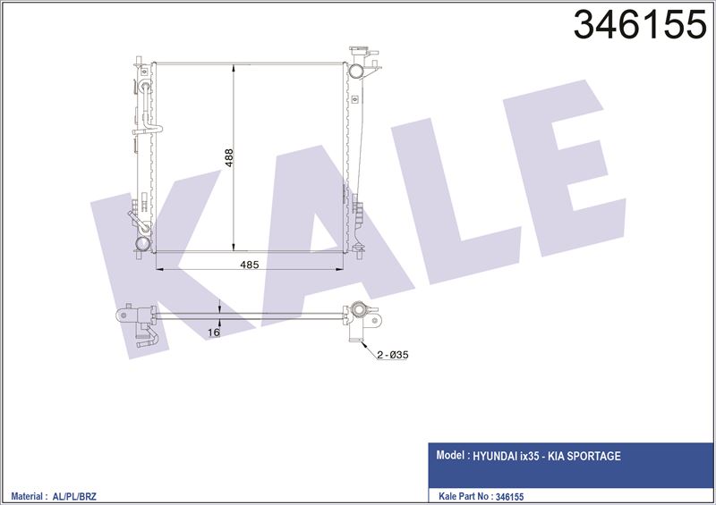 MOTOR SU RADYATÖRÜ IX35 KIA SPORTAGE 2010> - KALE 346155