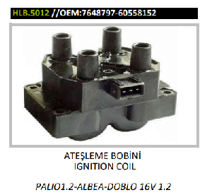 ATEŞLEME BOBİNİ PALIO 12-ALBEA-DOBLO 16V - HELLUX-HLB5012