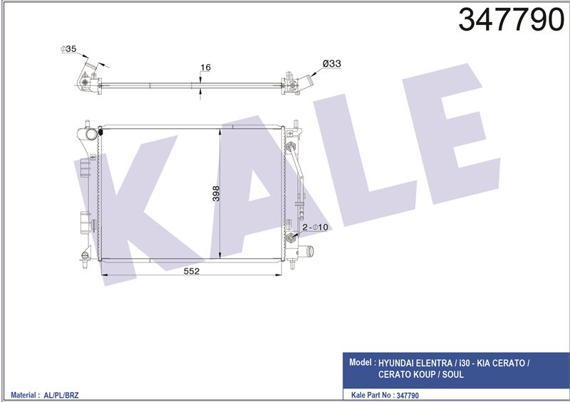 MOTOR SU RADYATOR ELANTRA 2011> I30 1,6 GDI 2012> OTOMATIK VITES - KALE 347790