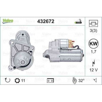 MARS MOTORU 12V 11 DIS 2,0KW CLIO II KANGOO LAGUNA 1,9DTI MEGANE MASTER 97 01 - VALEO 432672