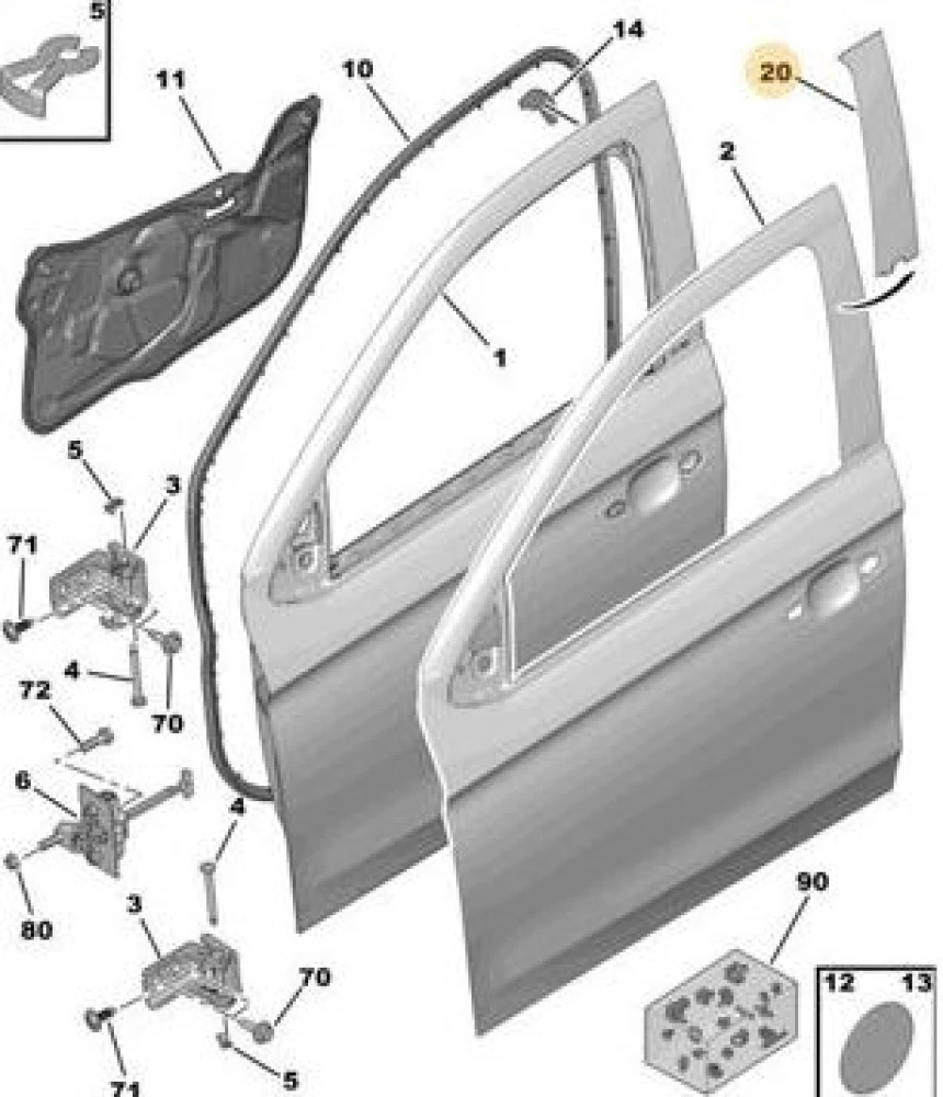 Psa Sol On Kapı Direk Bandı 301-C-Elysee (montaj) - Luvı 0040.9675438580