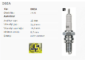 Unıversal Buji-Honda Motor 1000-125 CC - Ngk-D8ea