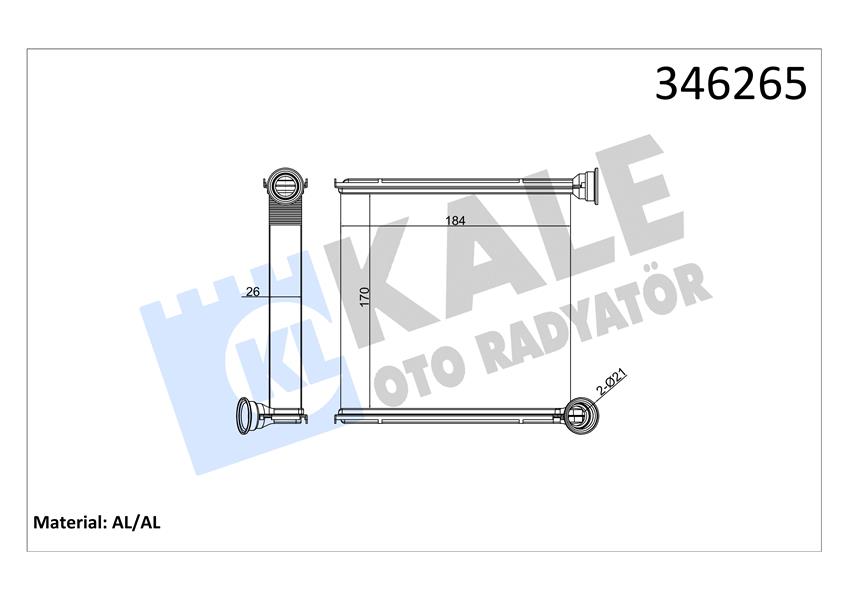 KALORIFER RADYATORU GOLF VII 13> ARTEON 17> PASSAT 15> TIGUAN 16> TOURAN 16> A3 13> Q2 17> ATECA 16> - KALE 346265