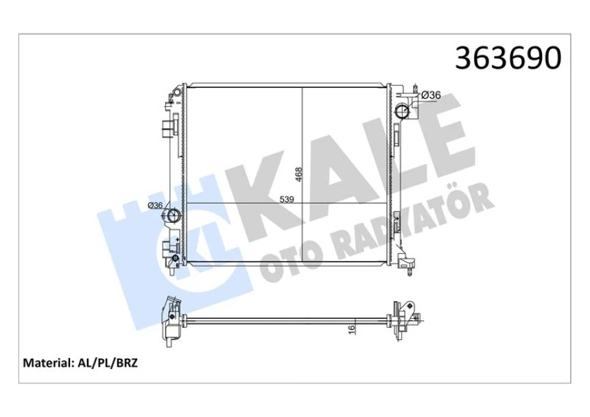 Nissan Motor Su Radyatoru Nissan Qashqaı 1.2 Dig-T 14>18 / Renault Kadjar 1.2 Tce 15> (manuel Vites) 539x46 - Kale 363690