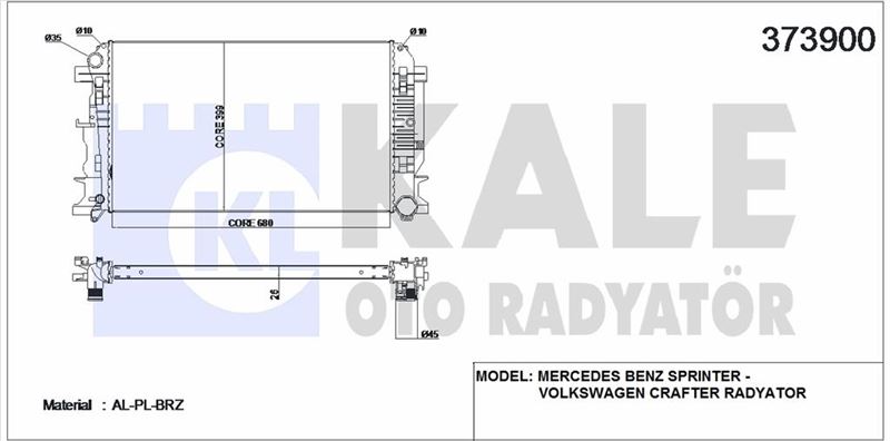 MOTOR SU RADYATORU (688x388x26) CRAFTER 06> SPRINTER 06> - KALE 373900