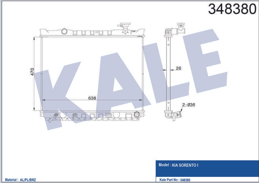MOTOR SU RADYATORU KIA SORENTO 2002-> MANUEL VITES - KALE 348380