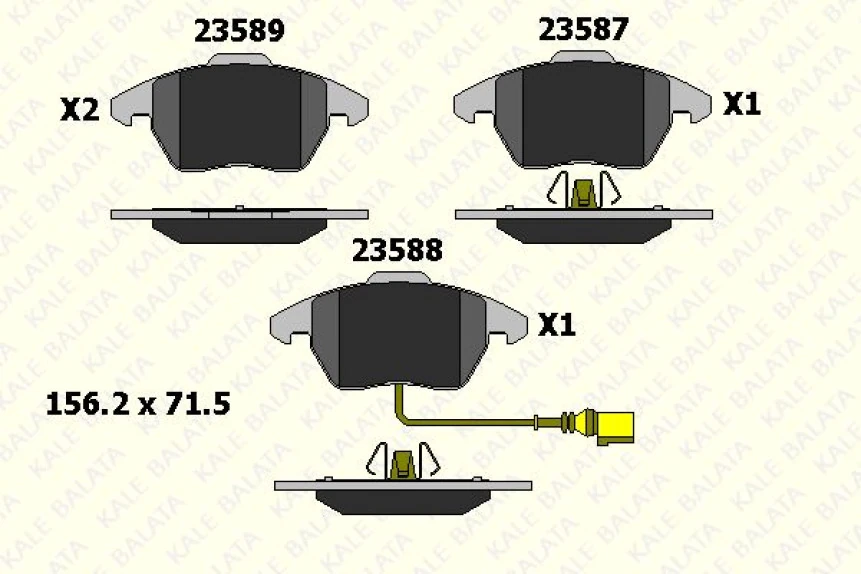 Vag On Fren Balatası Caddy 03> Golf V A3 Octavıa Touran Toledo 04> Passat Jetta 05> Fisli - Kale B 23587 203 05 Ans