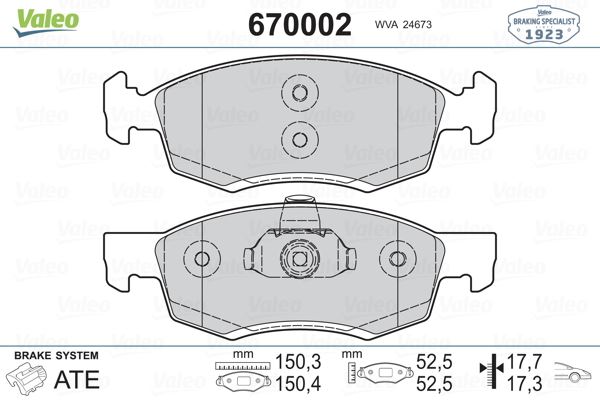 ON FREN BALATASI (TK) LOGAN 2006 2008 1,5DCI 65 / 1,5DCI 70 / 1,5DCI 85 / 1,6MPI 1,6MPI GPL / 1,6I / - VALEO 670002