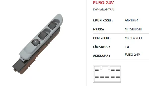 Unıversal Fuso Sol İkili Cam Anahtarı 24v - Mcar-An1864