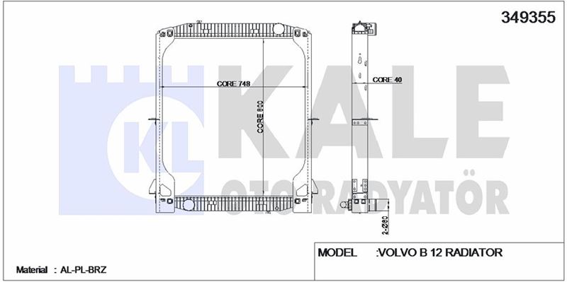 MOTOR SU RADYATORU (800X748X40) - IVECO / EUROTRAKKER / EUROTECH (CERCEVELI) / (MT) - KALE 349355