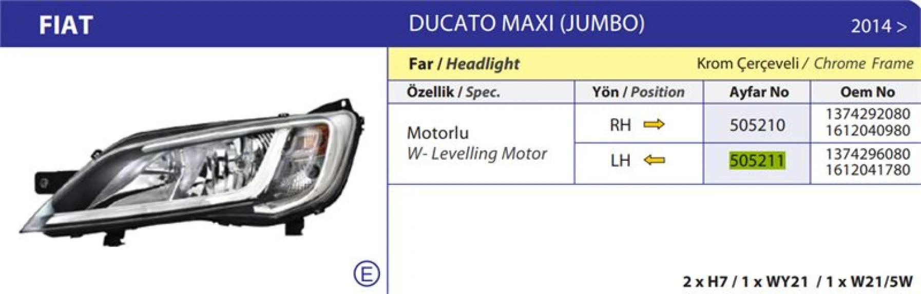 Fiat Far Sol Ducato 14> Motorlu E Belgeli - Ayfar 505211