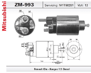 MARŞ OTOMATİĞİ-MIT-12V-OPEL MOVANO/REN. MASTER-CLIO 1.5D-KANGOO/PEU.106-206-2 D.CIVATALI-M0780082 - ZM-993