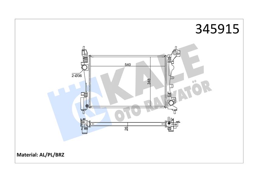 MOTOR RADYATORU GRANDE PUNTO PUNTO EVO 1,2 / 1,4 05> - KALE 345915