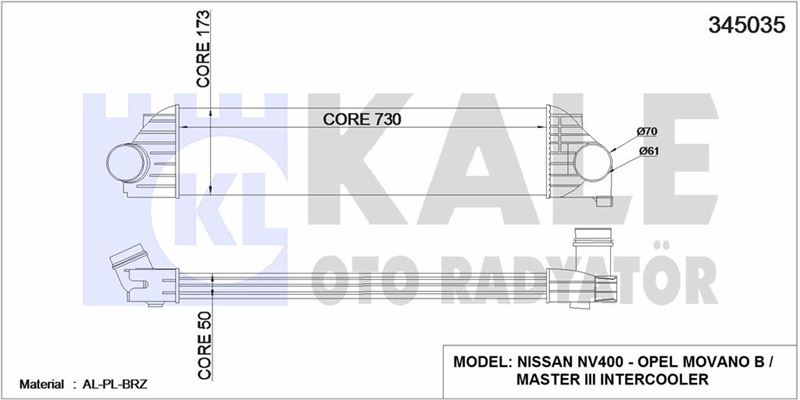 TURBO RADYATORU MASTER III 2,3DCI - KALE 345035