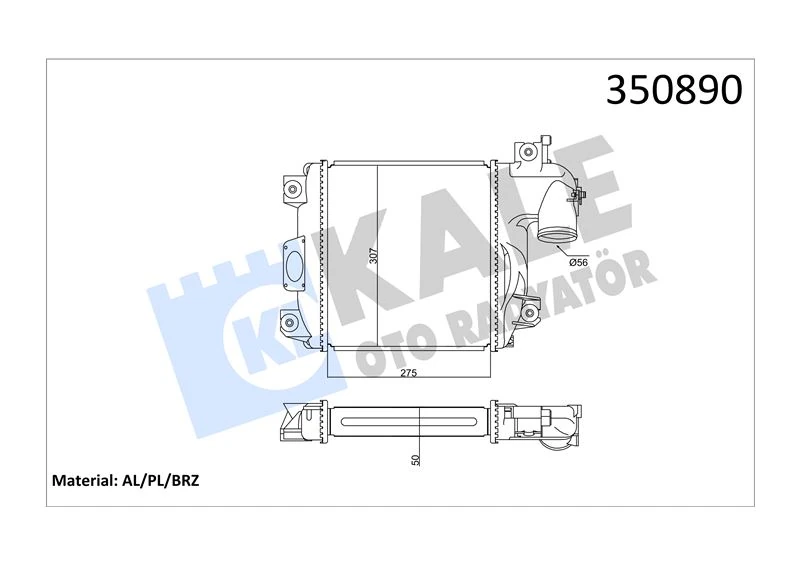 Japon Turbo Radyatörü - 275x307x50 - Kal 350890