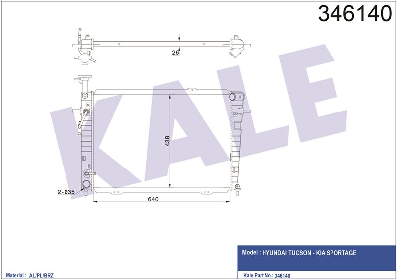 MOTOR SU RADYATORU TUCSON SPORTAGE 2,0 2,7 BENZINLI 2004 2010 OTOMATIK - KALE 346140