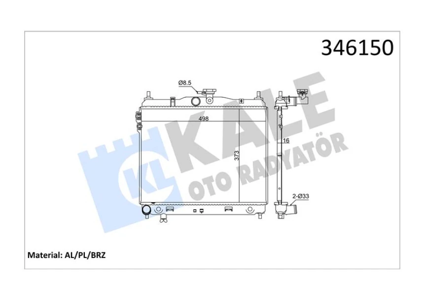Hyundaı Motor Su Radyatoru Hyundaı Getz 1,3 1,4 Benzinli Manuel 03> (370x488x16) - Kale 346150