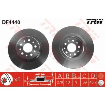 ARKA FREN DISK AYNASI ALFA 147 3,2GTA 02 / 03 ALFA 156 1,9JTD / 2,0JTS / 2,4JTTD 05 / 01 09 / 05 - TRW DF4440