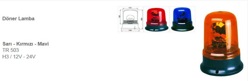Unıversal Truck Doner Trafık İkaz Lambası (sarı) 12v H3 - Ayfar Tr 503