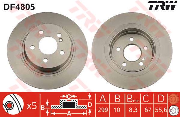 FREN DISKI ARKA W204 08>14 S204 09>14 C204 11> C207 09>16 A207 10>16 - TRW DF4805