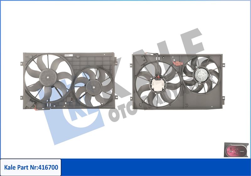 FAN MOTORLARI+DAVLUMBAZ KOMPLE DUAL KIT (200W 360 / 150W 295mm) CADDY III 09>16> BEETLE 12> CC 12> G - KALE 416700