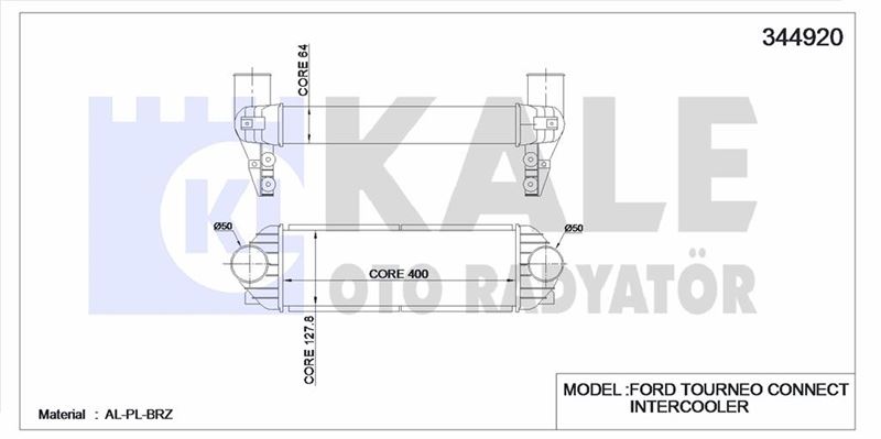 TURBO RADYATORU CONNECT 1.8 TDCI 06>14 AL+PL SYSTEM - KALE 344920