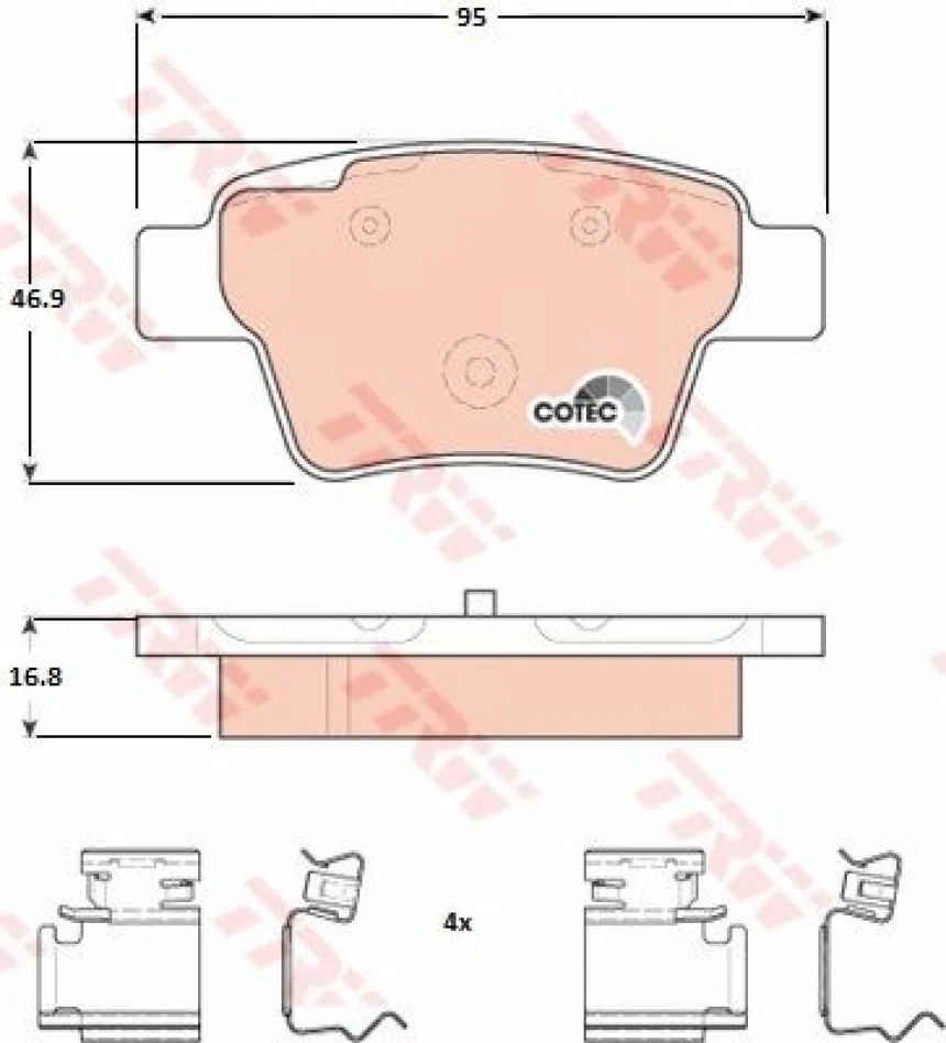 Psa Arka Fren Balatası P307 C4 C4 Coupe P207 1,4 16v,1,6 16v,1,6 Hdi 110 Fap,1,6 Hdi 90 2,0 16v,2,0 Hdi - Trw Gdb1678