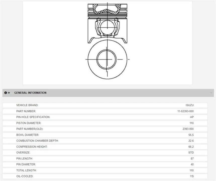 İsuzu Ticarı Piston (segmansız)(std) İsuzu 4he1 T Nqr Turkuaz - Yenmak 11-02393-000