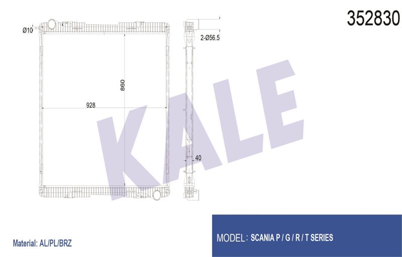 MOTOR SU RADYATORU SCANIA P G R T SERISI 04 >CERCEVELI (AT/MT) - KALE 352830