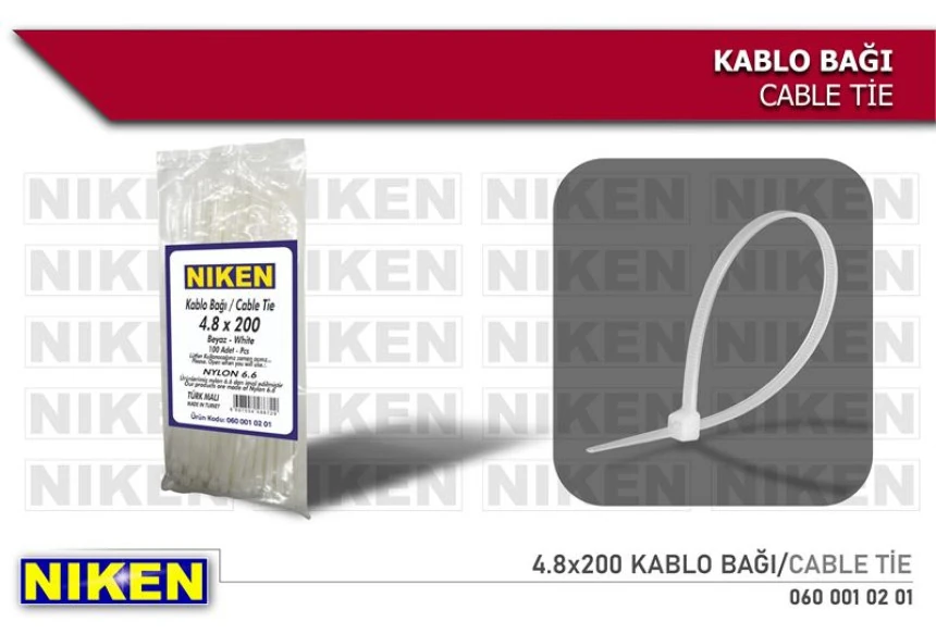 Unıversal Cirt Kelepce Beyaz 4,8x200  (100 Adet) - Niken 060 001 02 01