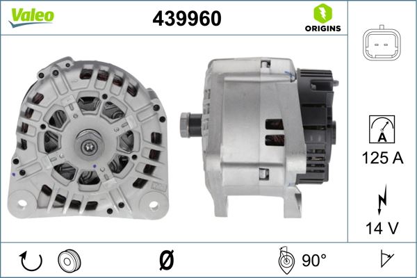 ALTERNATOR 14V 125 A K9K LB1W CLIO II SYMBOL KANGOO LOGAN TWINGOO - VALEO 439960
