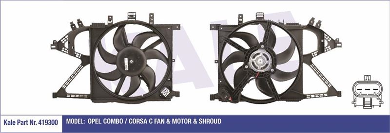 RADYATOR FAN MOTORU KOMPLE CORSA C Y13DT Z13DT Z13DTJ Z17DT 160W 360MM - KALE 419300
