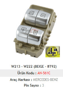 Unıversal Cam Anahtarı>mercedes W213 - W222 Arka Dörtlü - Bej - 8t92  >>a222 905 1505 - Mcar-An561c