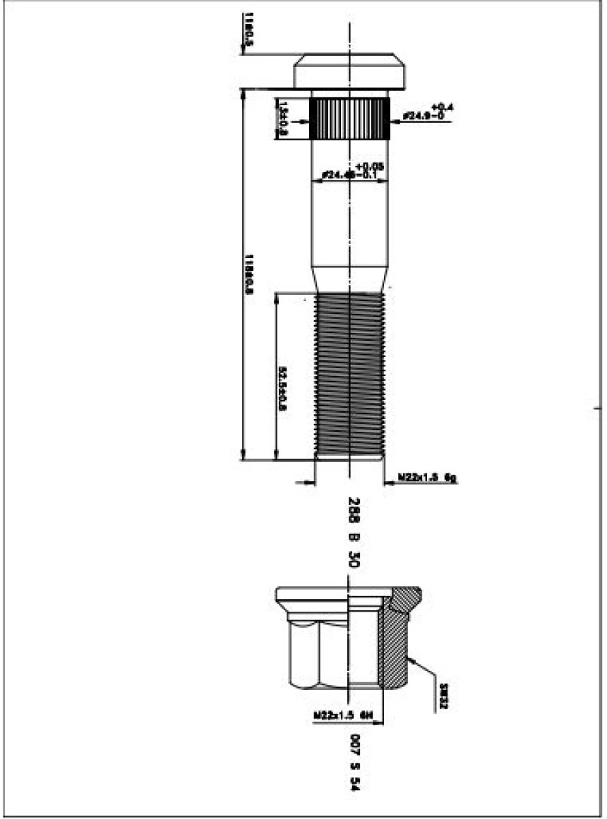 Ford Truck Bijon Ve Somun Cargo Arka 2012 Model Sonrası M22x1.5x118 - Besel 288b30-007s54