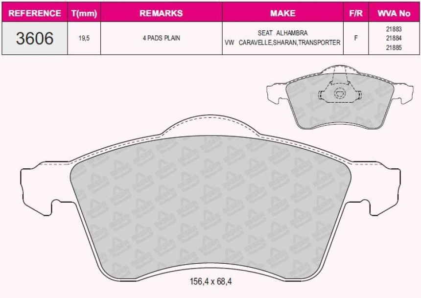 Vag On Fren Balatası (15) Transporter T4 90>03 - Grap 93606