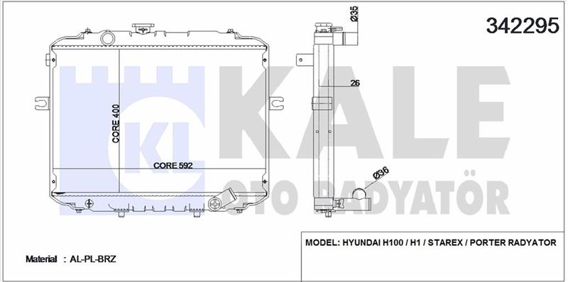 MOTOR SU RADYATORU H100 KAMYONET 1997 2004 - KALE 342295