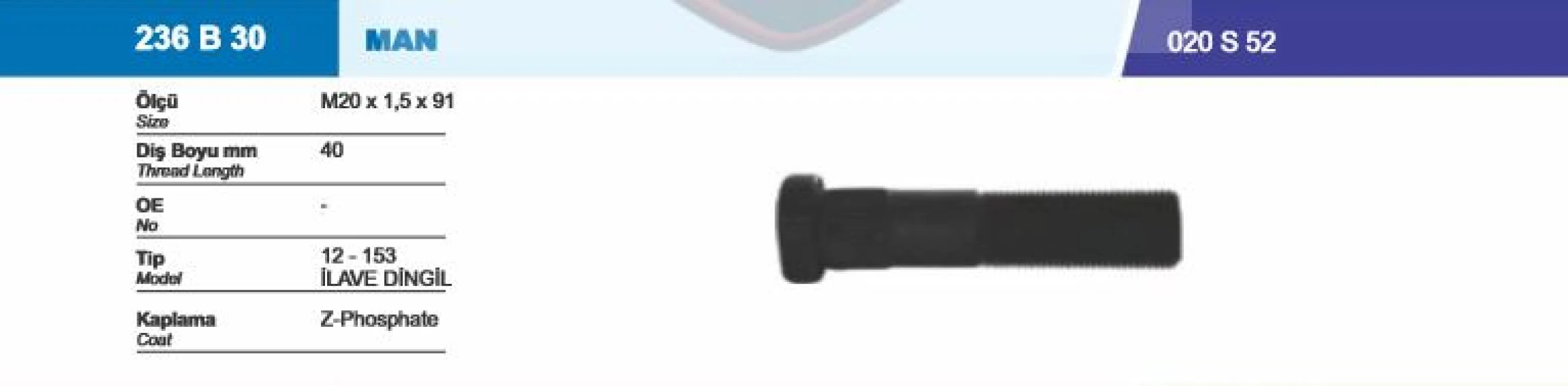 Man Truck Bijon Ve Somunu Man 12 153 İlave Dingil - Besel 236b30-022s52