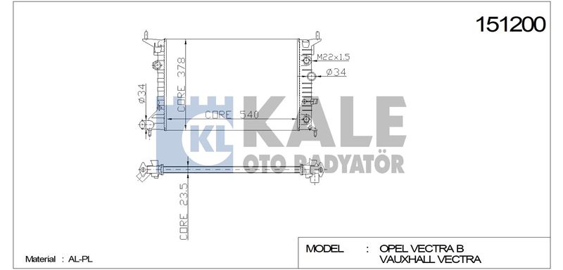 MOTOR SU RADYATOR X16XEL X20XEV KLIMASIZ A / T VECTRA B (BRAZING) - KALE 2501062AL