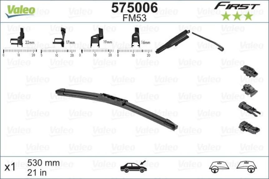 Fiat Silecek Süpürgesi Ön - Fm53 (x1) (530 Mm) - Val 575006