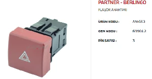 Unıversal Flaşör Anahtarı Volkswagen Partner-Berlingo - Mcar-An683