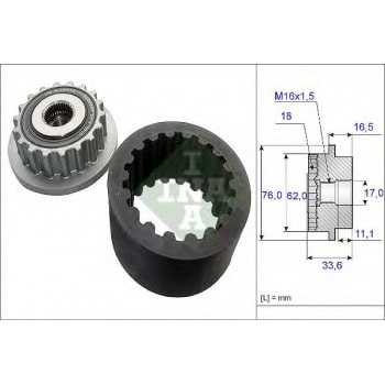 ALTERNATOR KASNAGI KITI ( KAPLIN + KAYIS ) TOUAREG -T5 03> (KOMPRESORUN KAFASINDAKI SIYAH SAC PARCAY - INA 535018610
