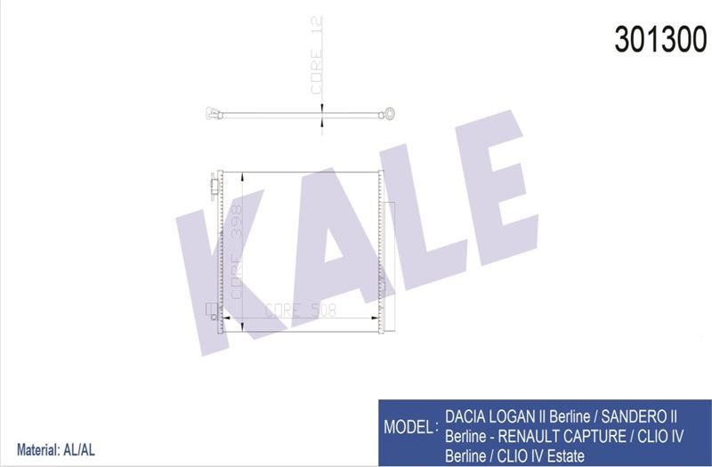KLIMA RADYATORU RENAULT CAPTUR CLIO IV DACIA SANDERO II LOGAN II DUSTER DOKKER NISSAN MICRA 0.9Tce 1 - KALE 050ABC080