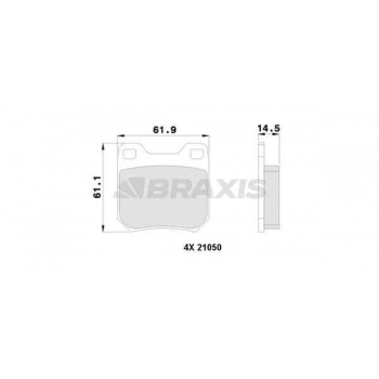 ARKA FREN BALATASI VECTRA B (95 00) OMEGA A (86 94) - BRAXIS AA0125