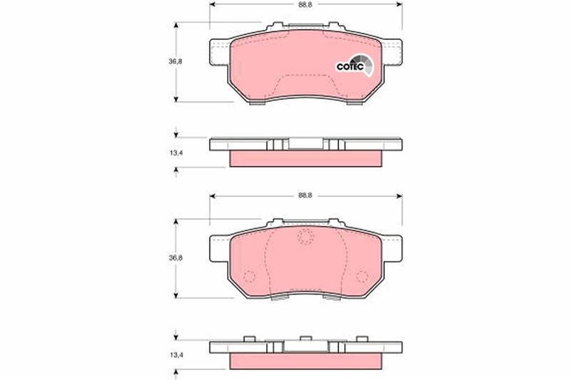 ARKA FREN BALATASI HONDA CIVIC 1.6 96-06 JAZZ 02-08 - TRW GDB3113