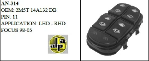 Unıversal Cam Anahtarı>ford Focus Sol Ön Dörtlü 98-05   >>2m5t14a132db - Mcar-An314